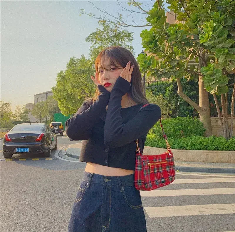 Cardigan Crop Boutonné