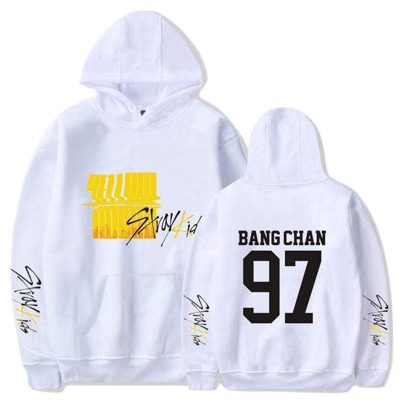 Sweat Stray Kids Blanc- Yellow Weed avec nom