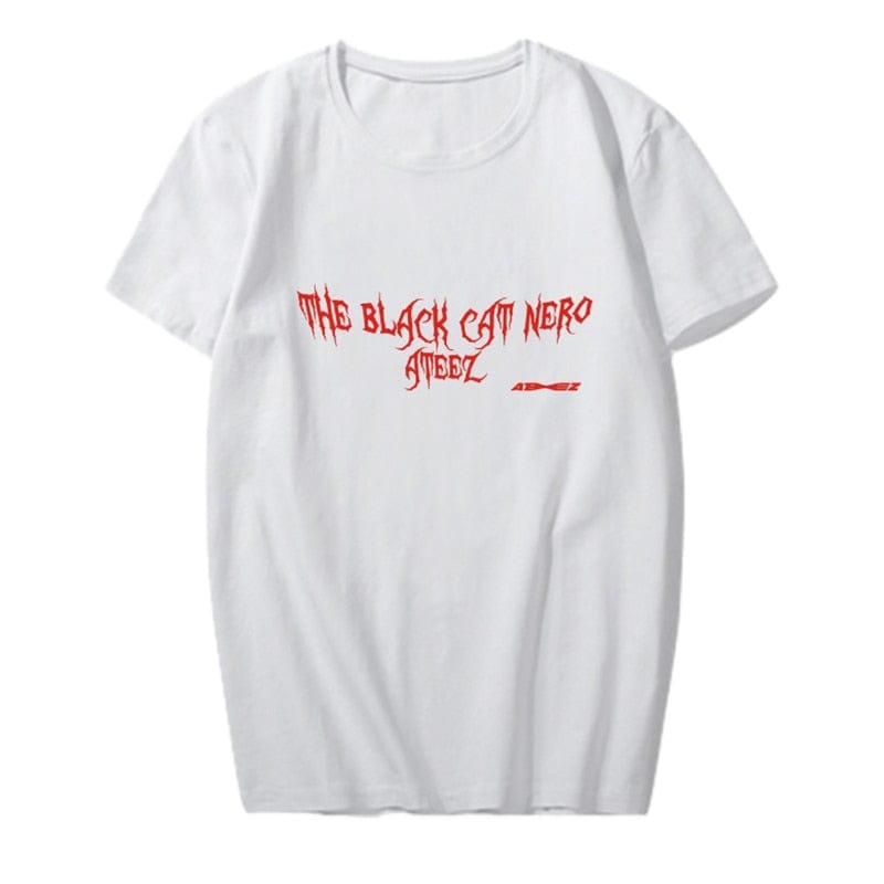 T-Shirt Ateez Black Cat Nero Z