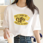 T-shirt Coréen Blanc Imprimé