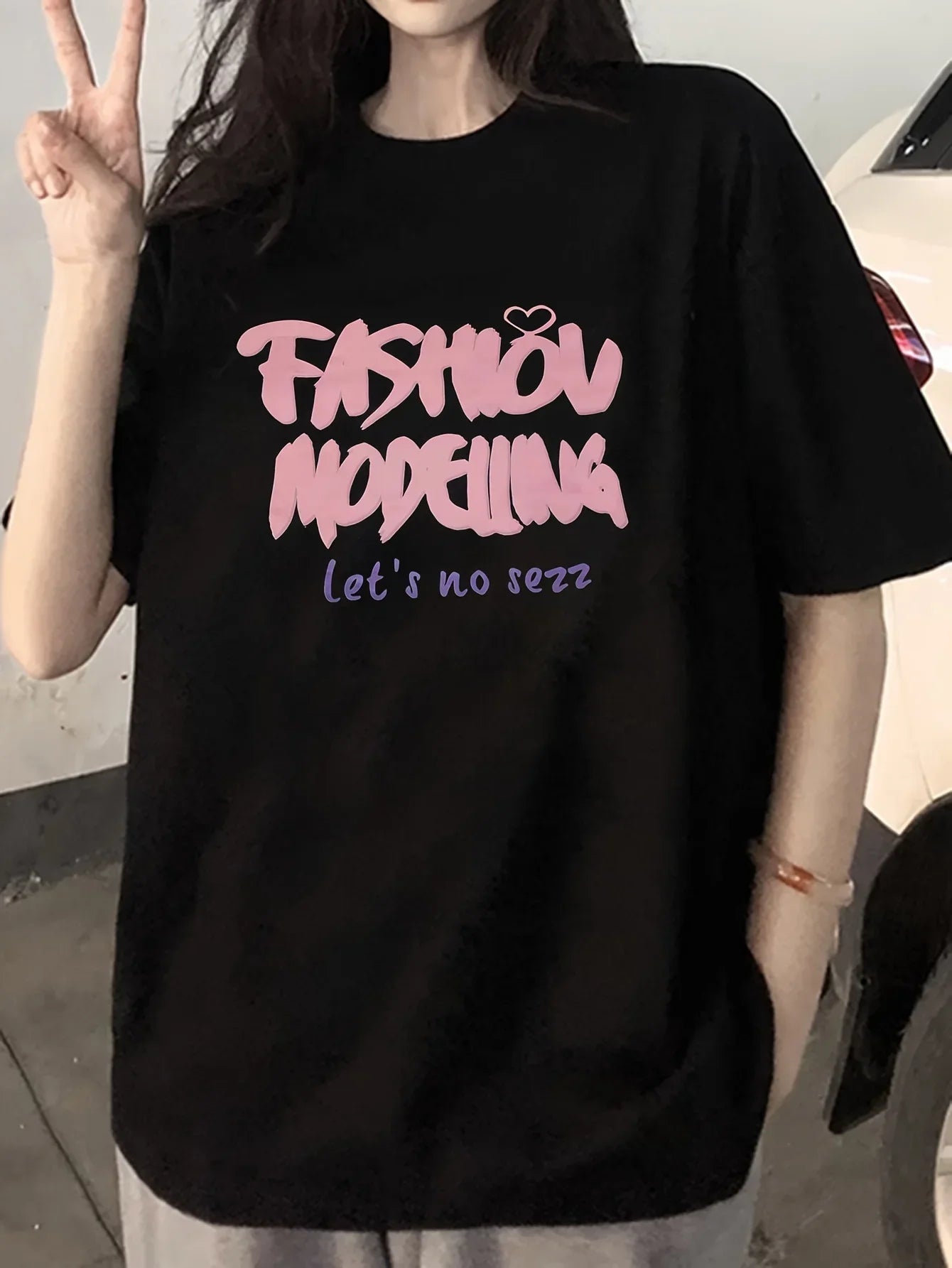 T-shirt Coréen Oversize Noir