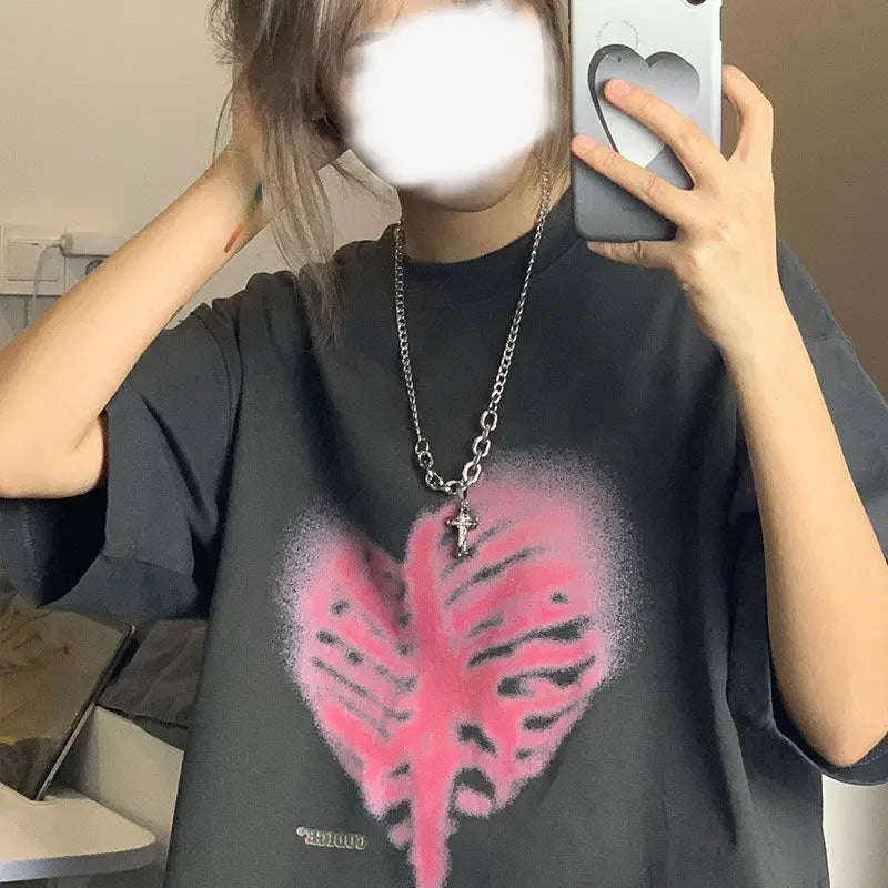 T-shirt Squelette Style Coréen