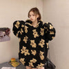 College wind small woolen cute bear lady hoodie loose plus velvet kawaii sweatshirt plus size women's blouse super Dalian hoodie