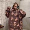 College wind small woolen cute bear lady hoodie loose plus velvet kawaii sweatshirt plus size women's blouse super Dalian hoodie