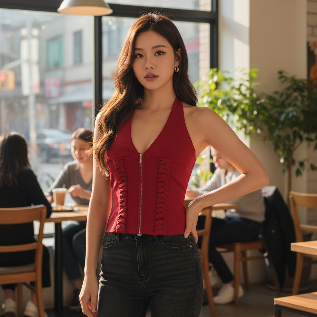 Débardeur Corset Zippé Jennie - groupe BlackPink