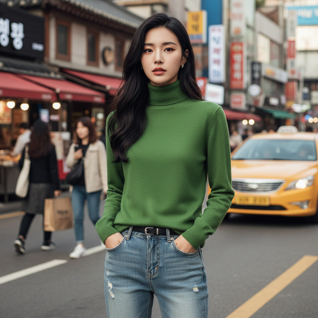 Pull Coréen à Col Roulé