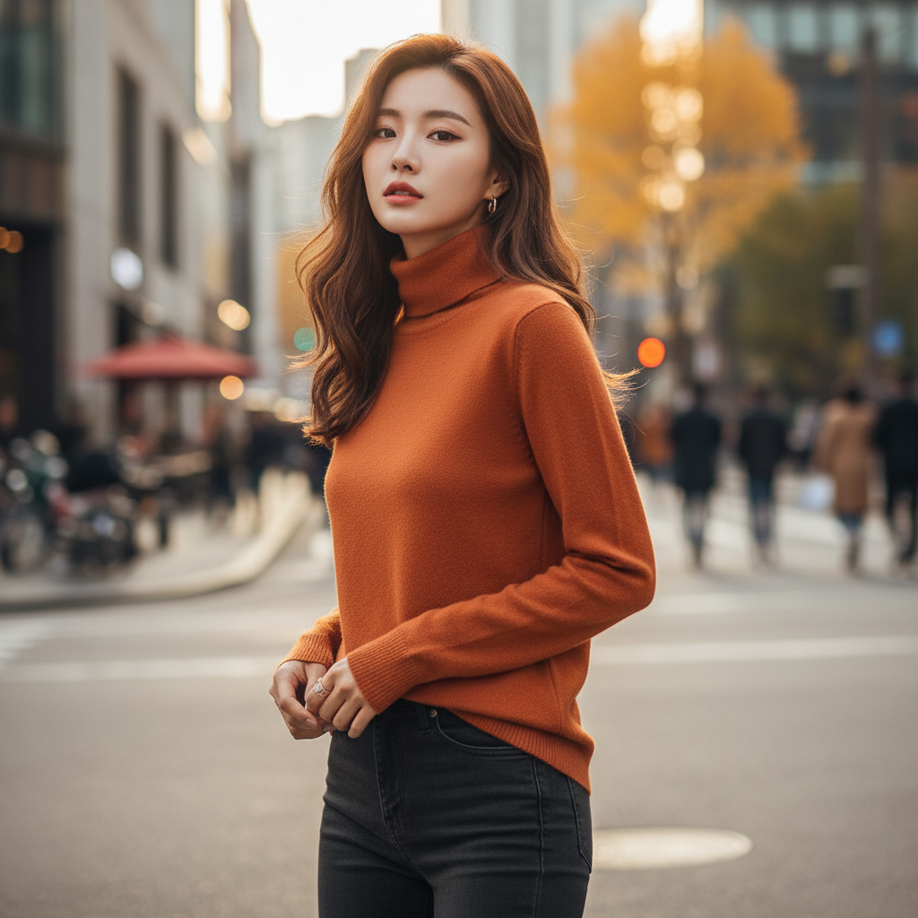 Pull Coréen à Col Roulé