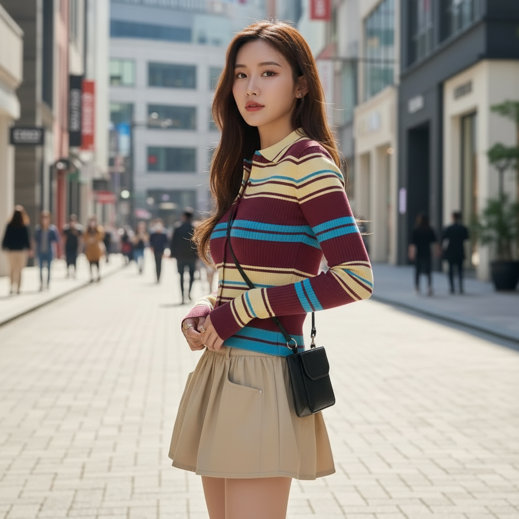 Cardigan Coréen à Rayures