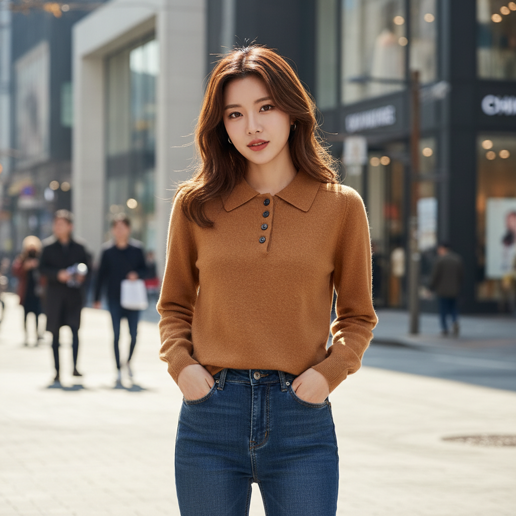 Pull Coréen à Col Polo