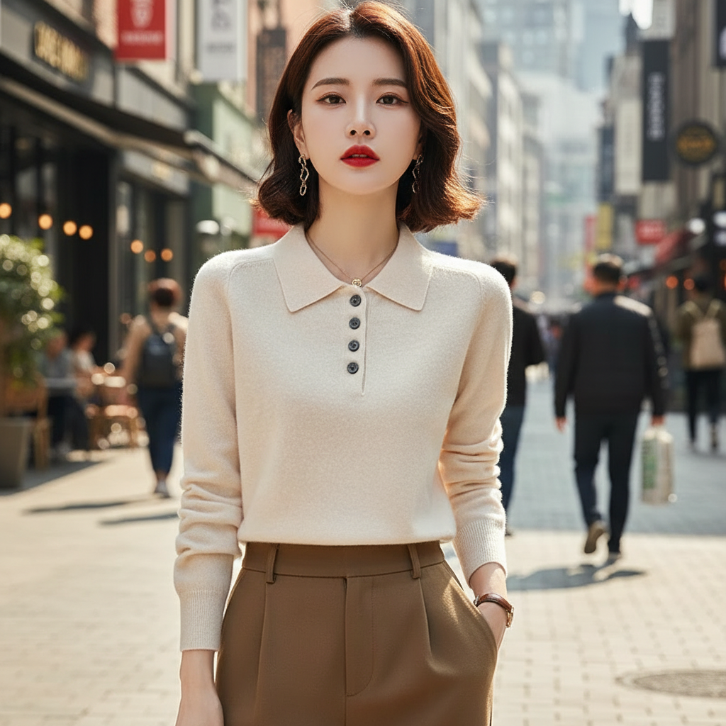 Pull Coréen à Col Polo