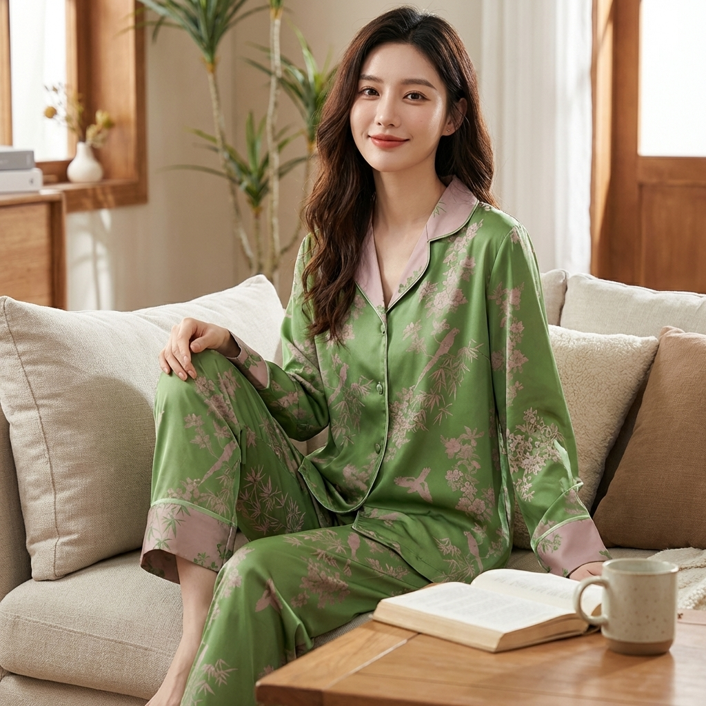 Pyjama Coréen en Soie Glacée