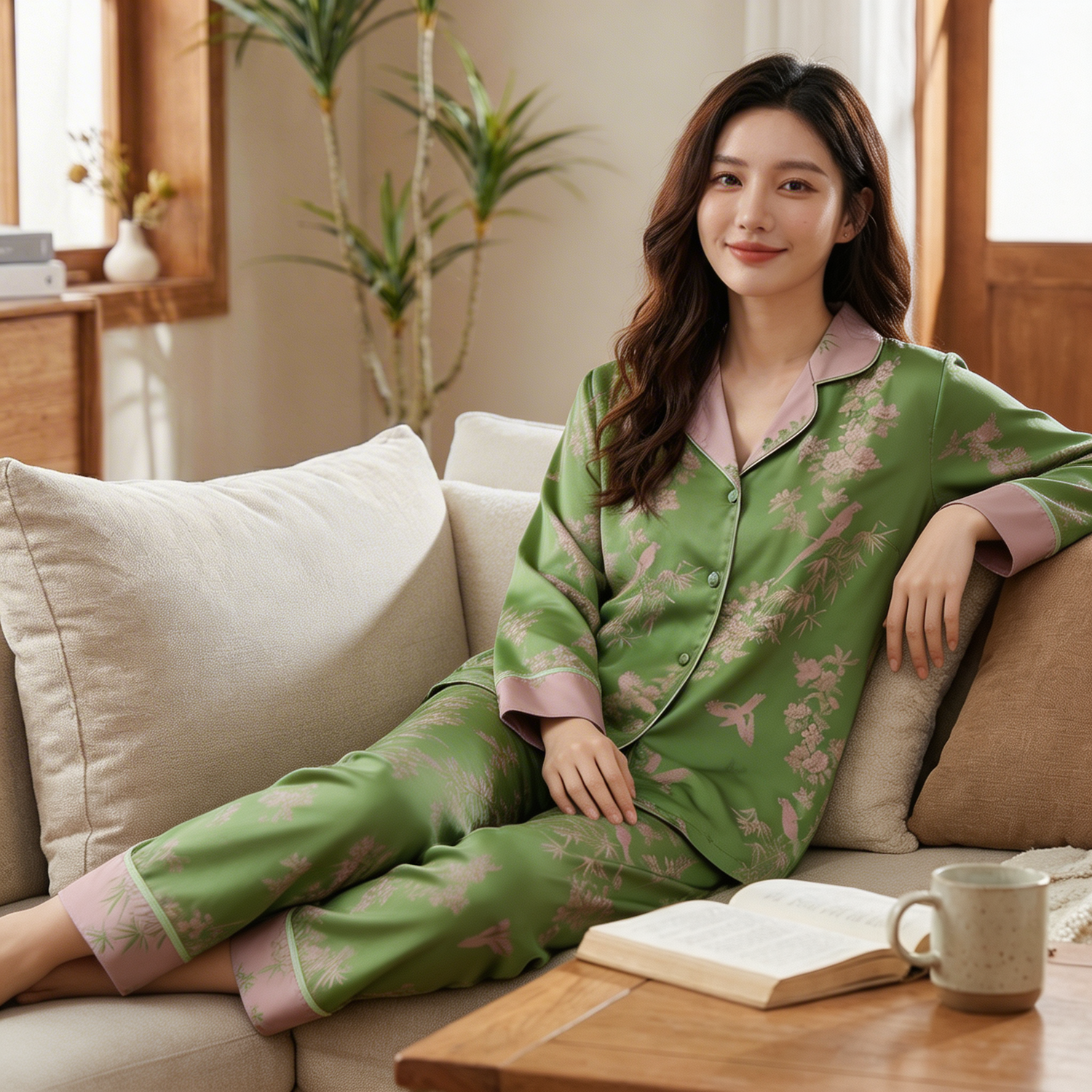 Pyjama Coréen en Soie Glacée