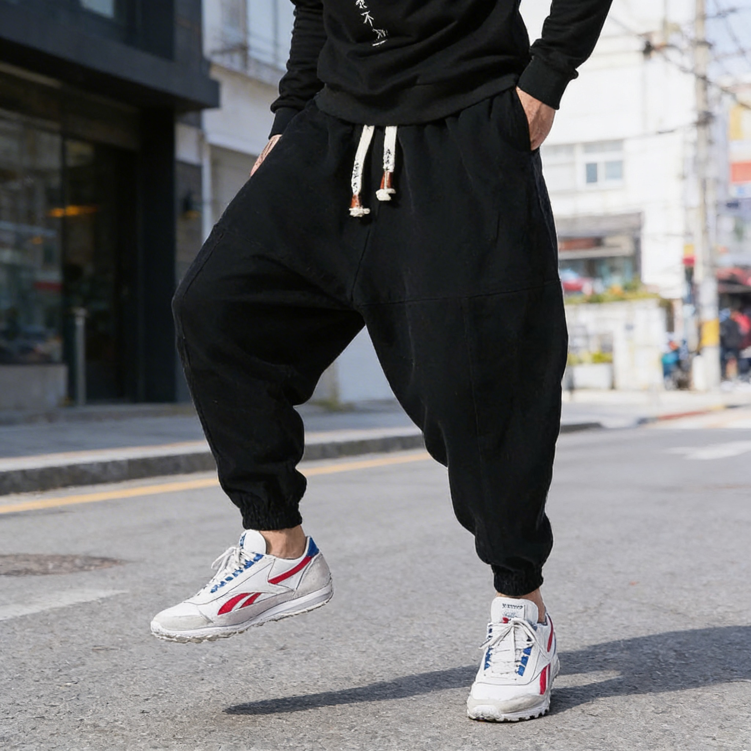 Shao - Pantalon harem confort en coton