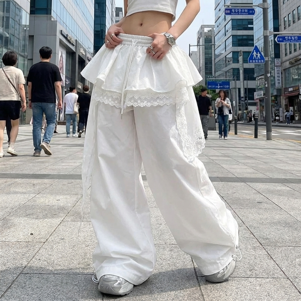 Pantalon Jambes Larges Korean