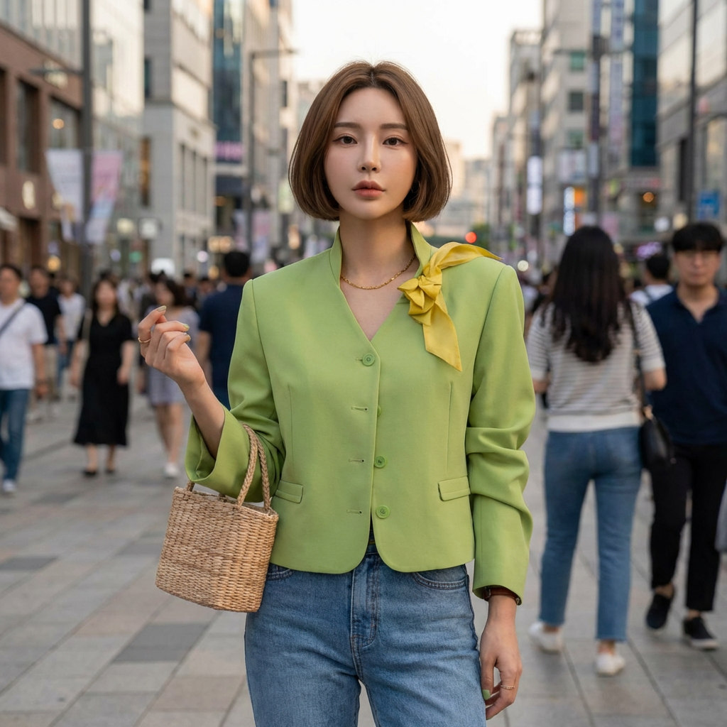 Blazer Korean Court à Boutons