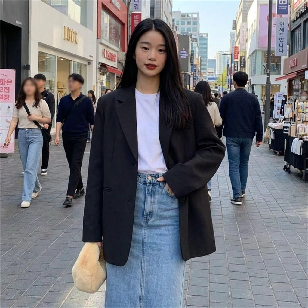 Blazer Coréen avec Fente au Dos