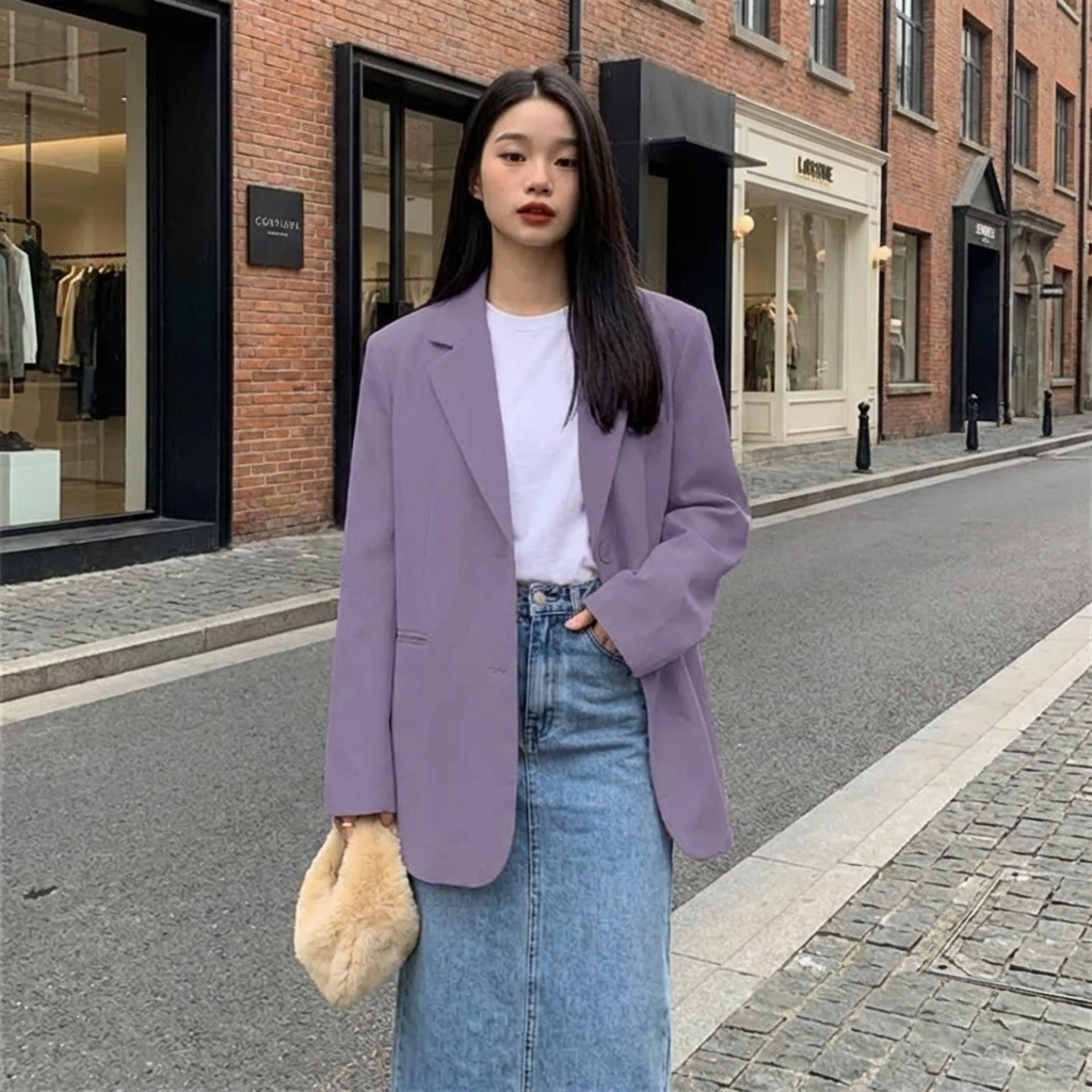 Blazer Coréen avec Fente au Dos