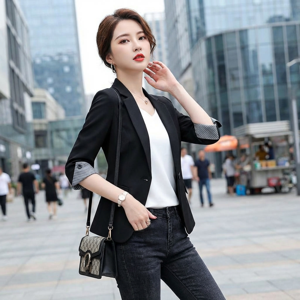 Blazer Coréen Manches 3/4