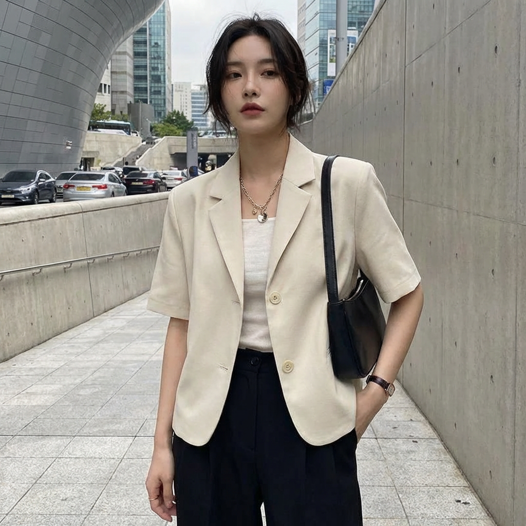 Blazer Style Korean à Manches Courtes
