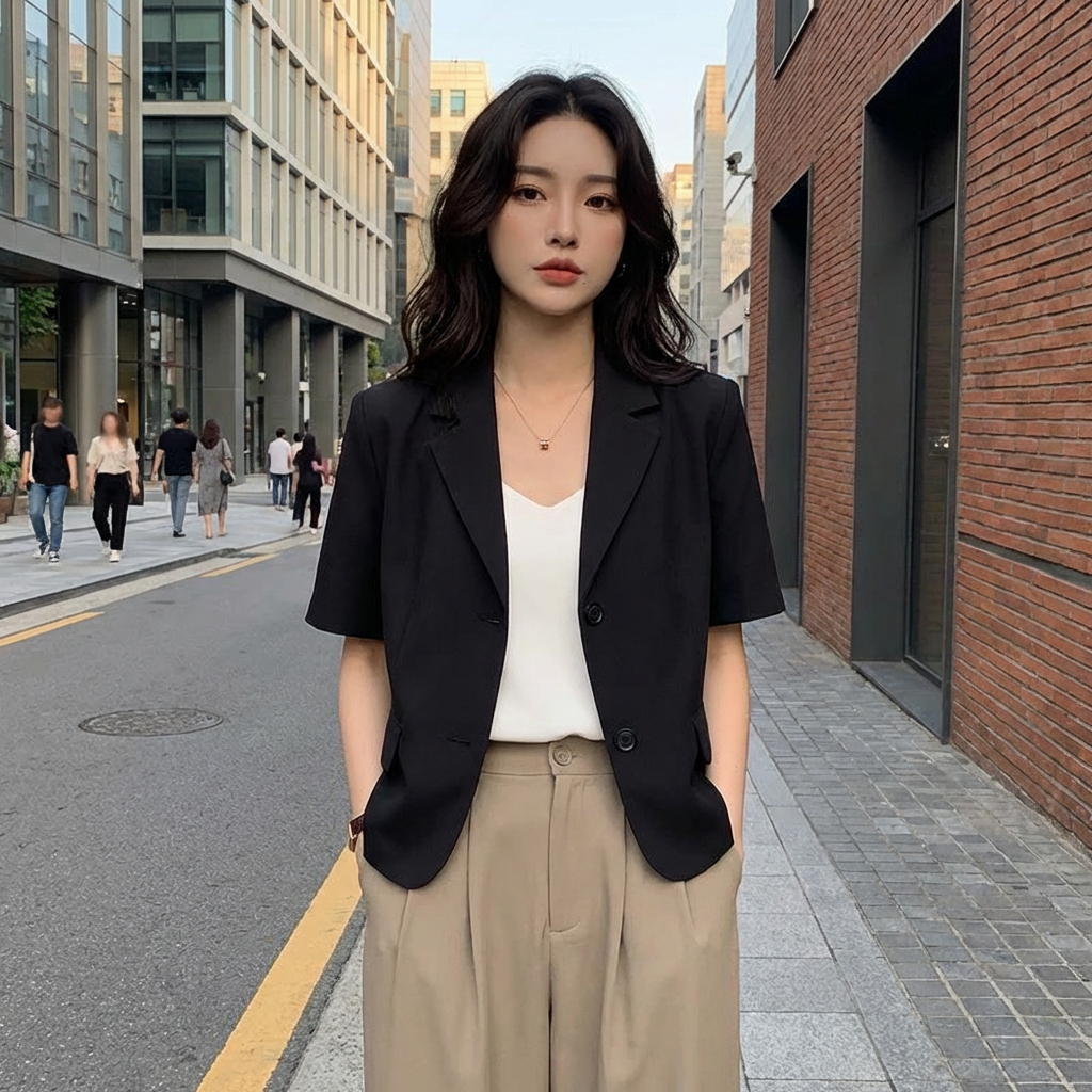 Blazer Style Korean à Manches Courtes