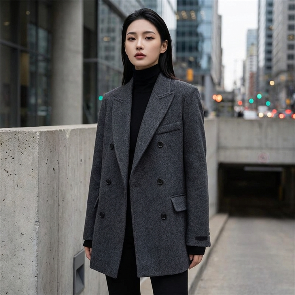 Veste Coréenne en Laine Double Face