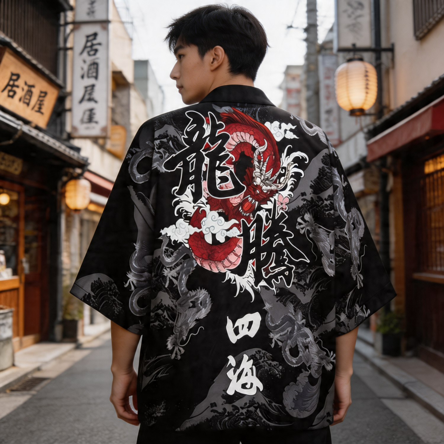 Kimono Streetwear Dragon Rouge