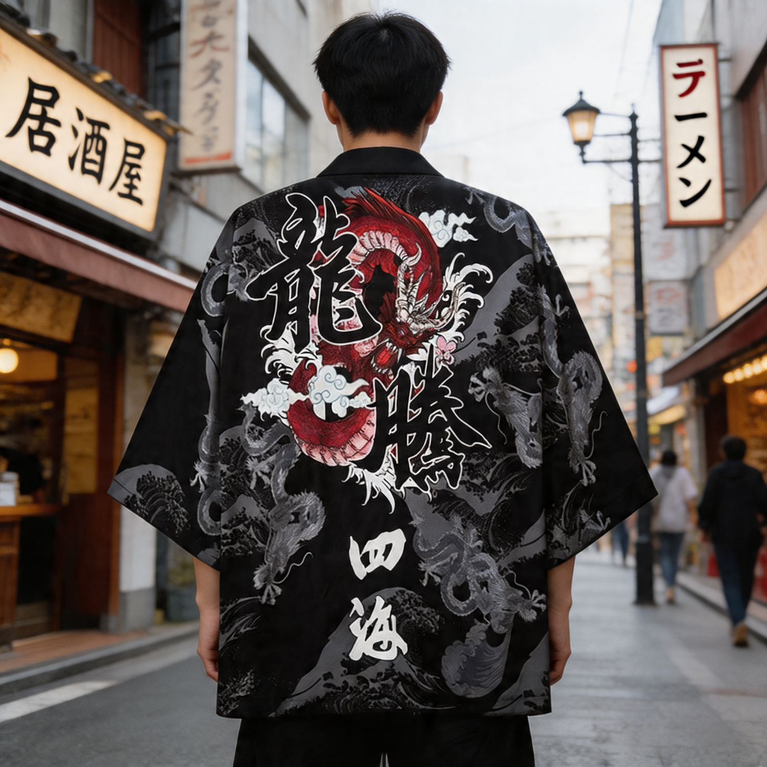 Kimono Streetwear Dragon Rouge