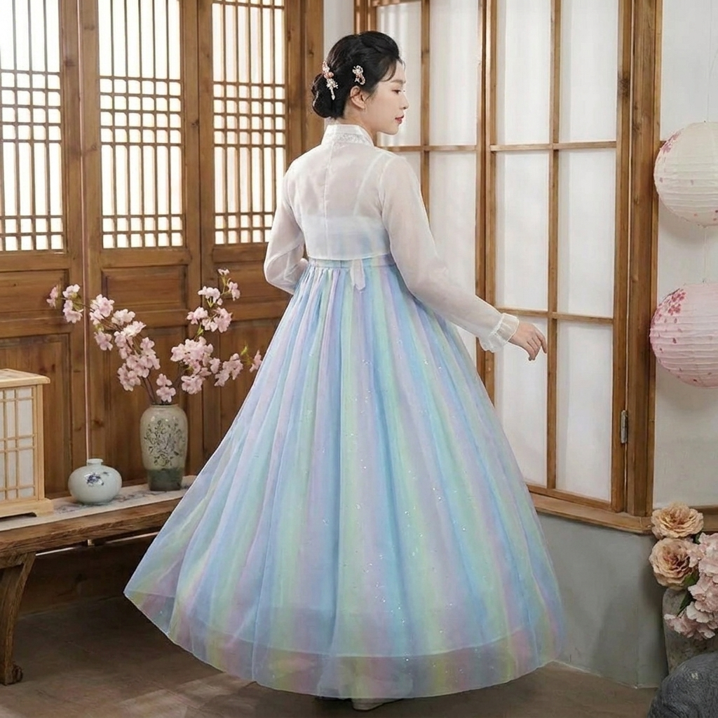 Hanbok Femme Bleu Pastel