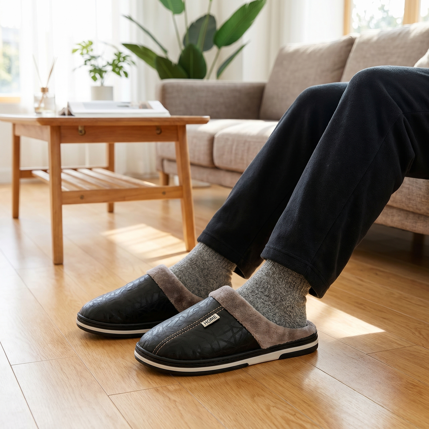 Chaussons Homme en Cuir