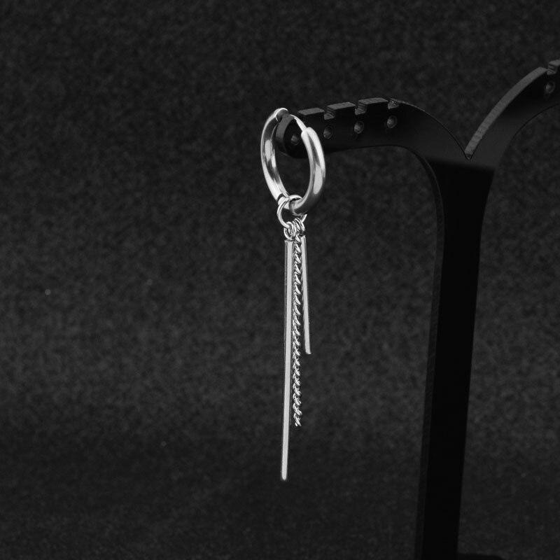 Men Women Punk Earrings Stainless Steel Ear Clip Tassel Long Chain Hip-hop Street Pop Ear Guys Jewelry Hipster Rock Stud Earring