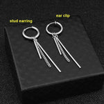 Men Women Punk Earrings Stainless Steel Ear Clip Tassel Long Chain Hip-hop Street Pop Ear Guys Jewelry Hipster Rock Stud Earring