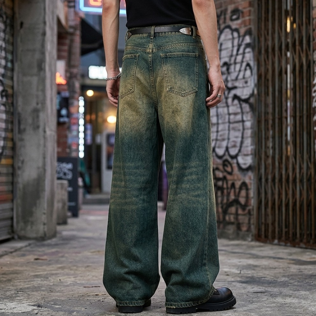 Jean Baggy Bleu Effet Washed